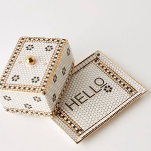 Anthropologie Bistro Tile Hello Butter Dish